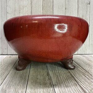 Vtg Oriental Accent Chinese Oxblood Bowl Footed Sang De Boeuf Glazed 8.5" DIA